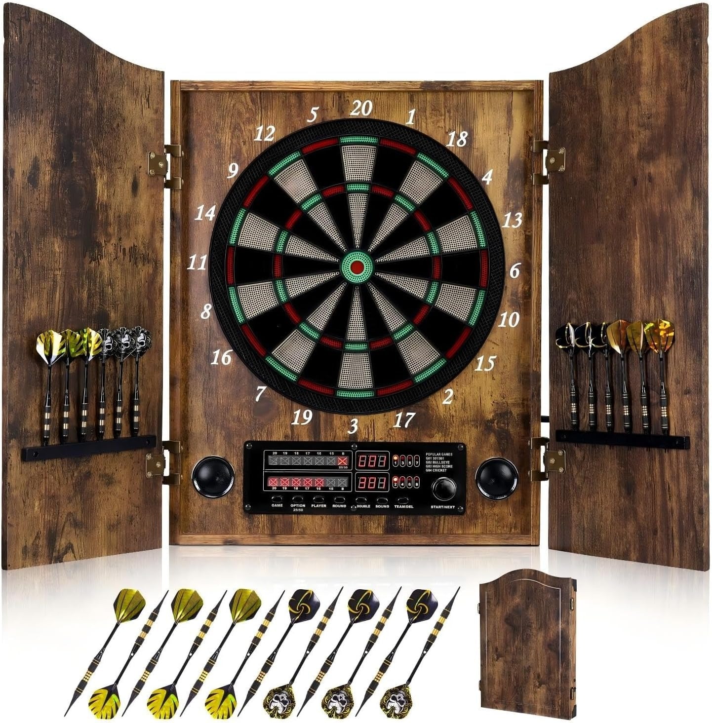 Soft Tip Dart Board Cabinet Set Vintage