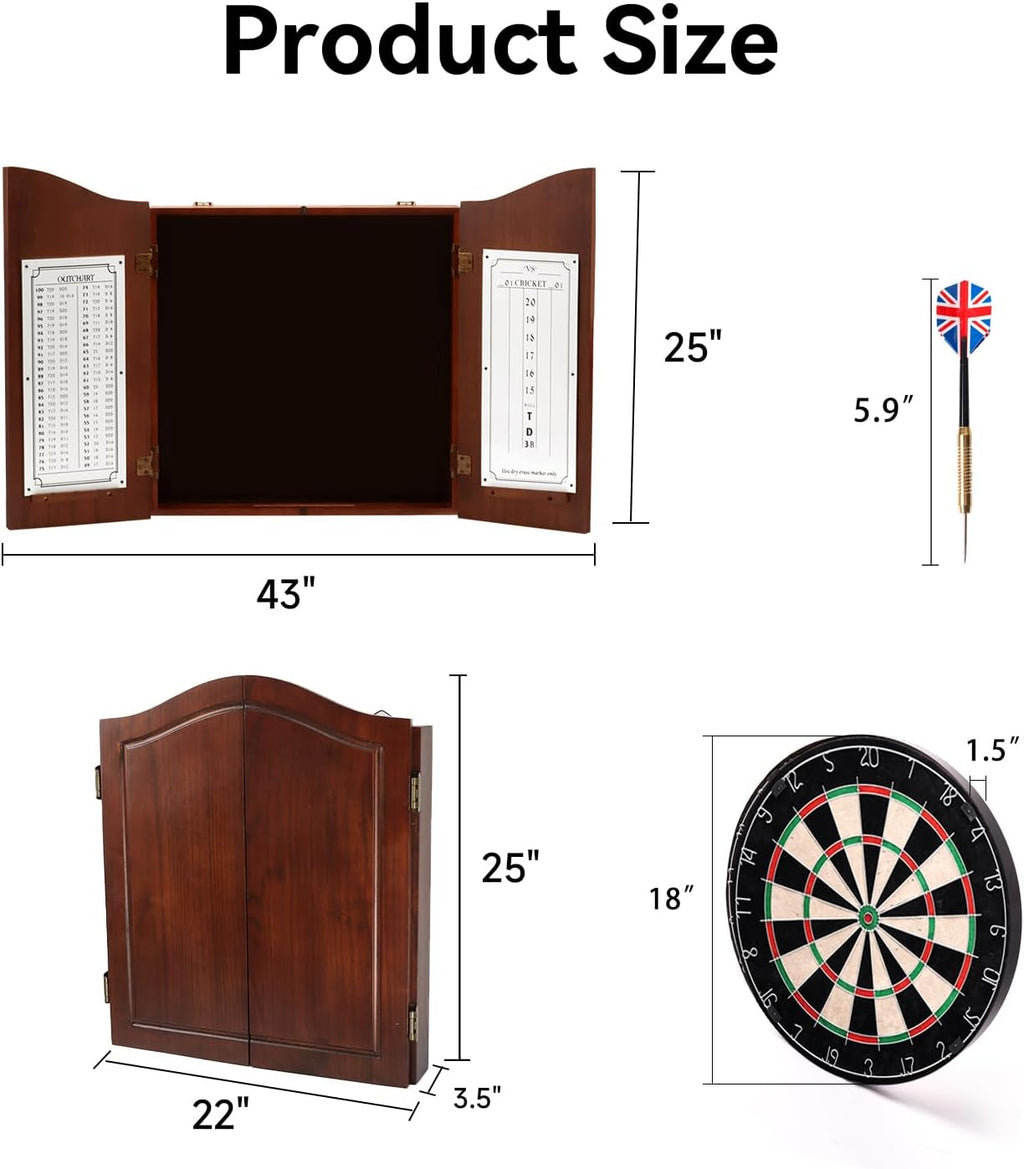 Pro Solid Wood Dartboard Cabinet Set Walnut