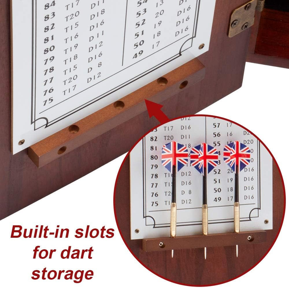 Pro Solid Wood Dartboard Cabinet Set Walnut