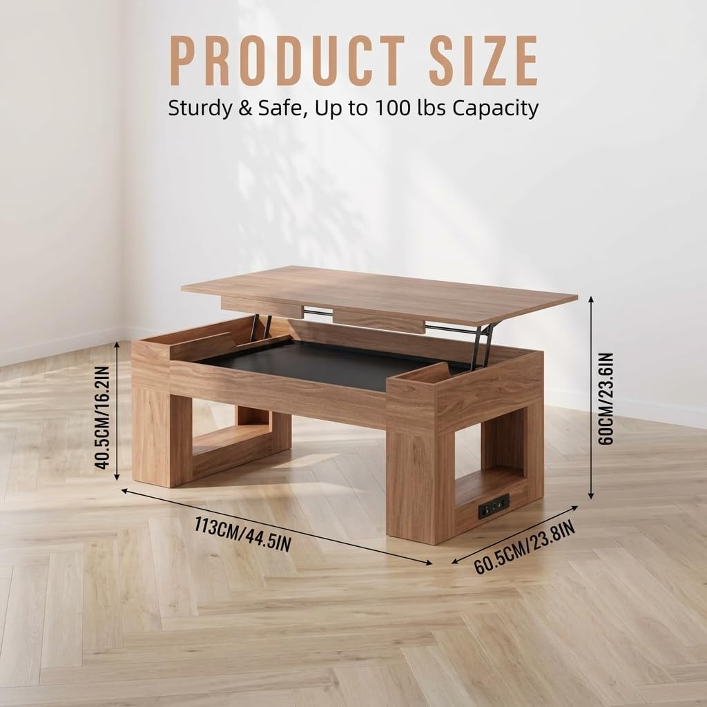 Lift Top Coffee Table With Puzzle Tray Brown