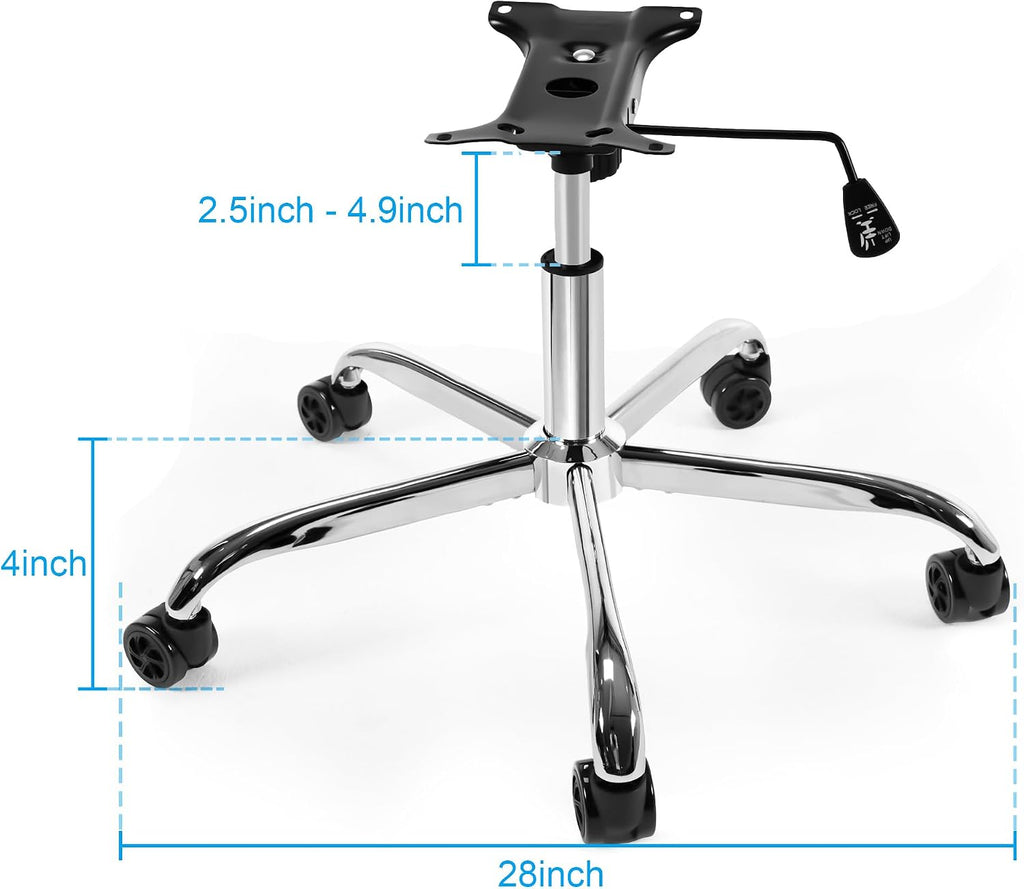 Metal Gaming Chair Base Replacement Set Silver