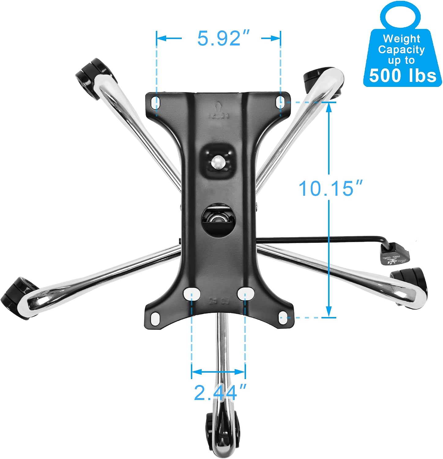 Metal Gaming Chair Base Replacement Set Silver