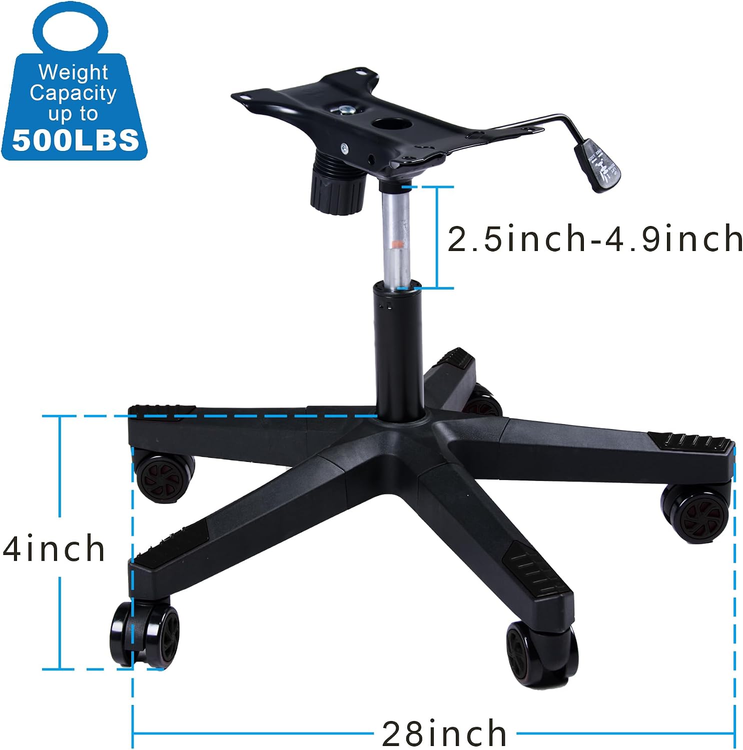 Nylon Gaming Chair Base Replacement Kit Black