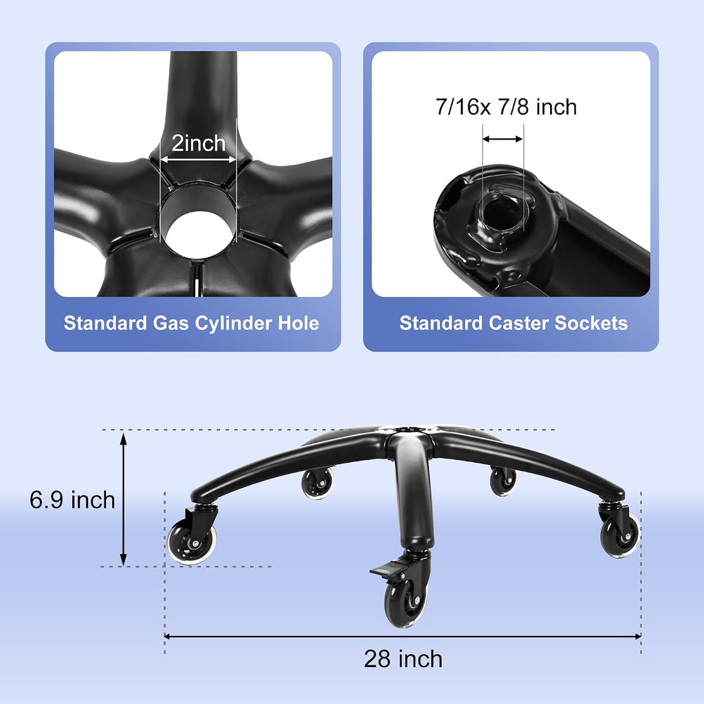 Metal Gaming Chair Base Replacement Set