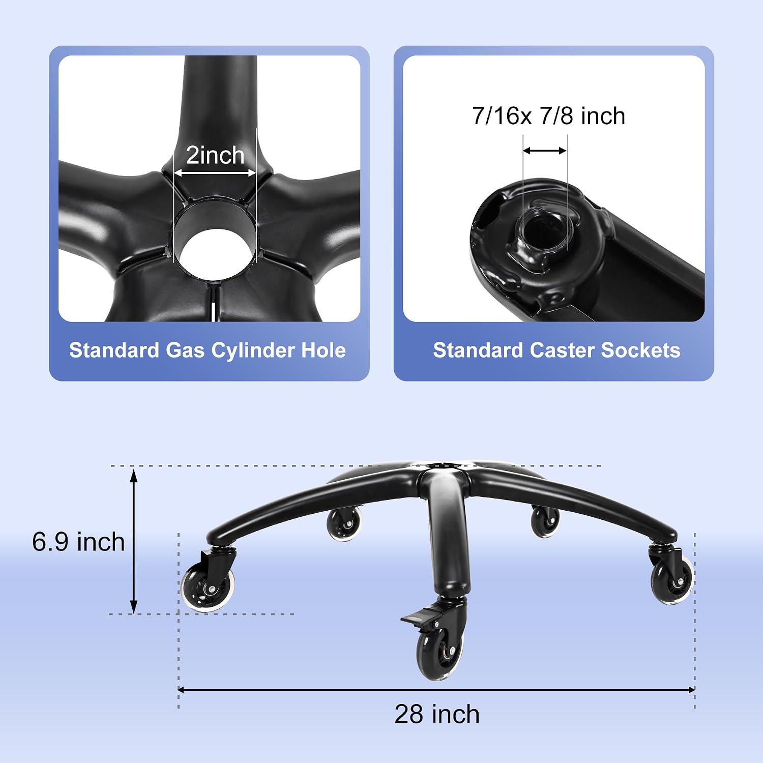 Metal Gaming Chair Base Replacement Set