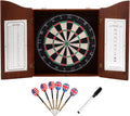 Pro Solid Wood Dartboard Cabinet Set Walnut