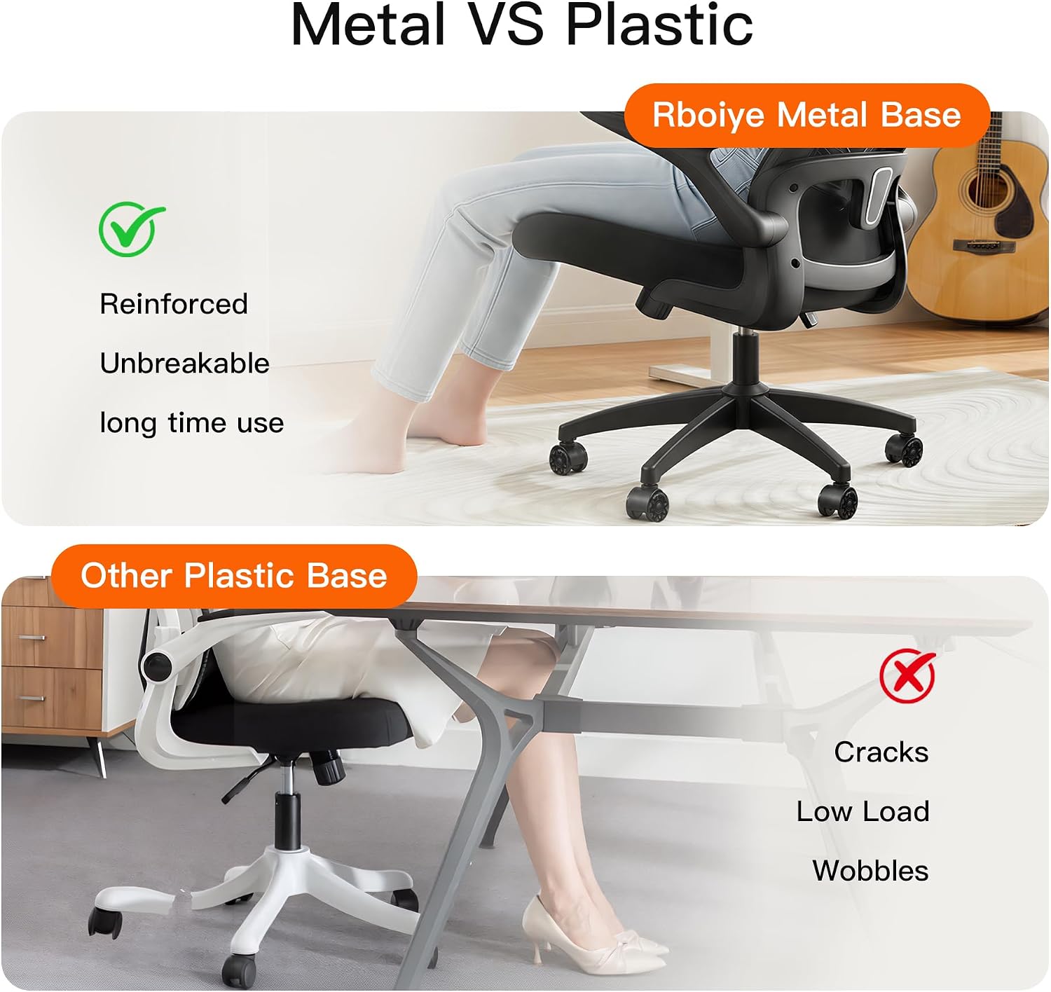 Metal Office Gaming Chair Base Replacement Set