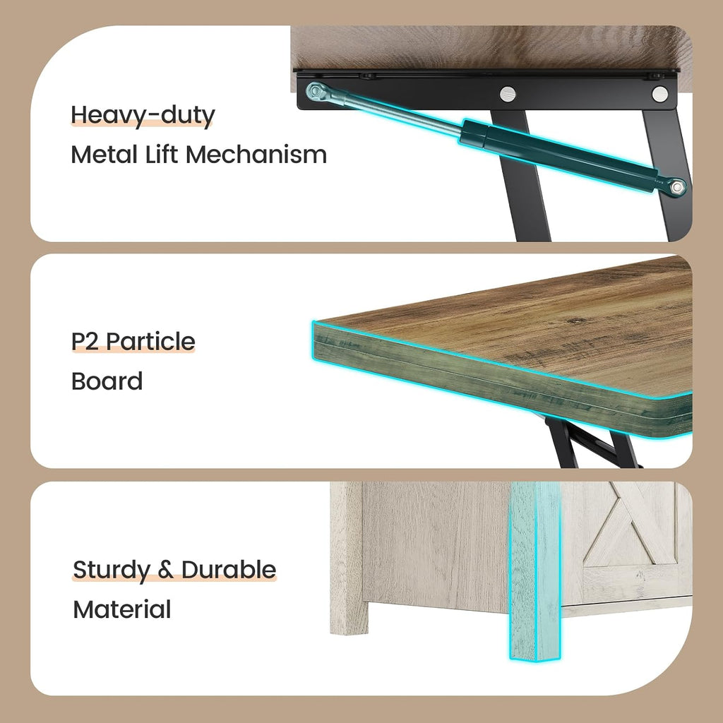 Farmhouse Lift Top Coffee Table Brown