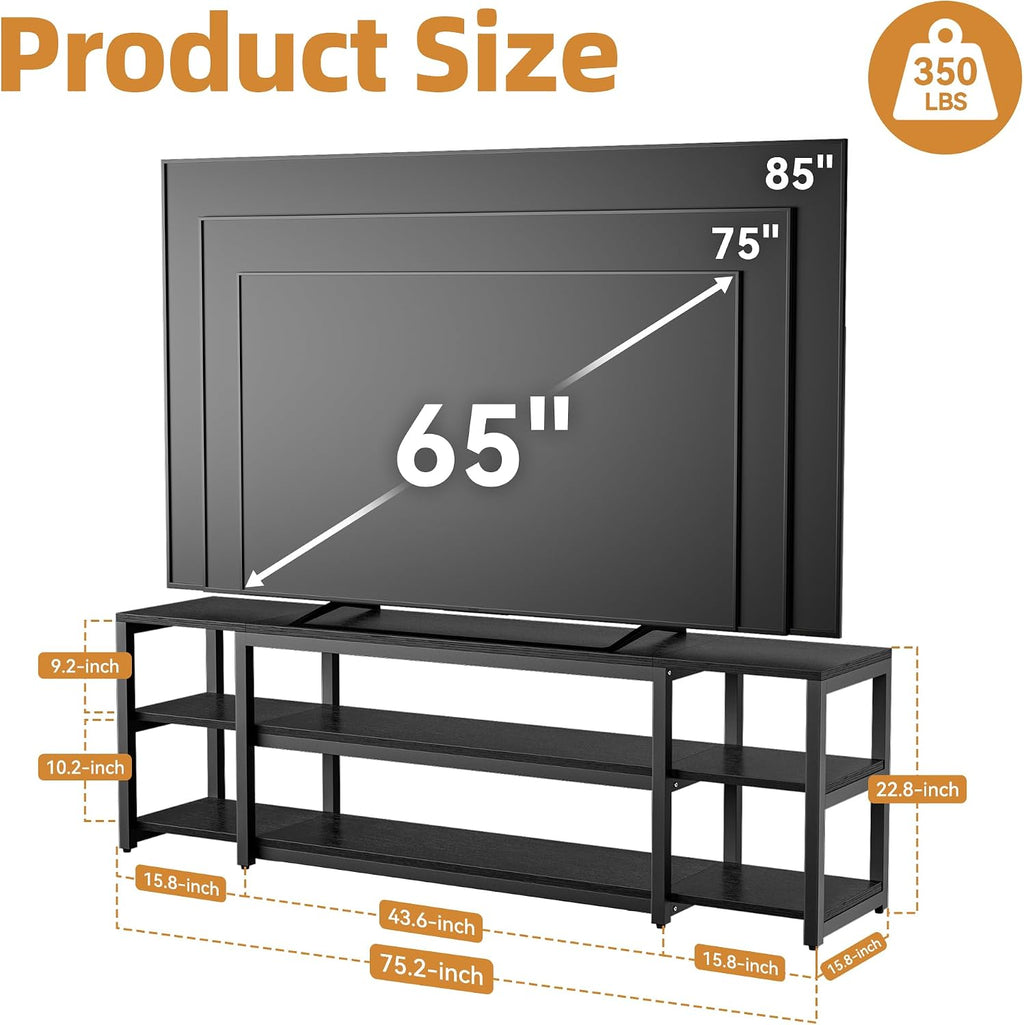 75.2 Inch Large TV Stand Black