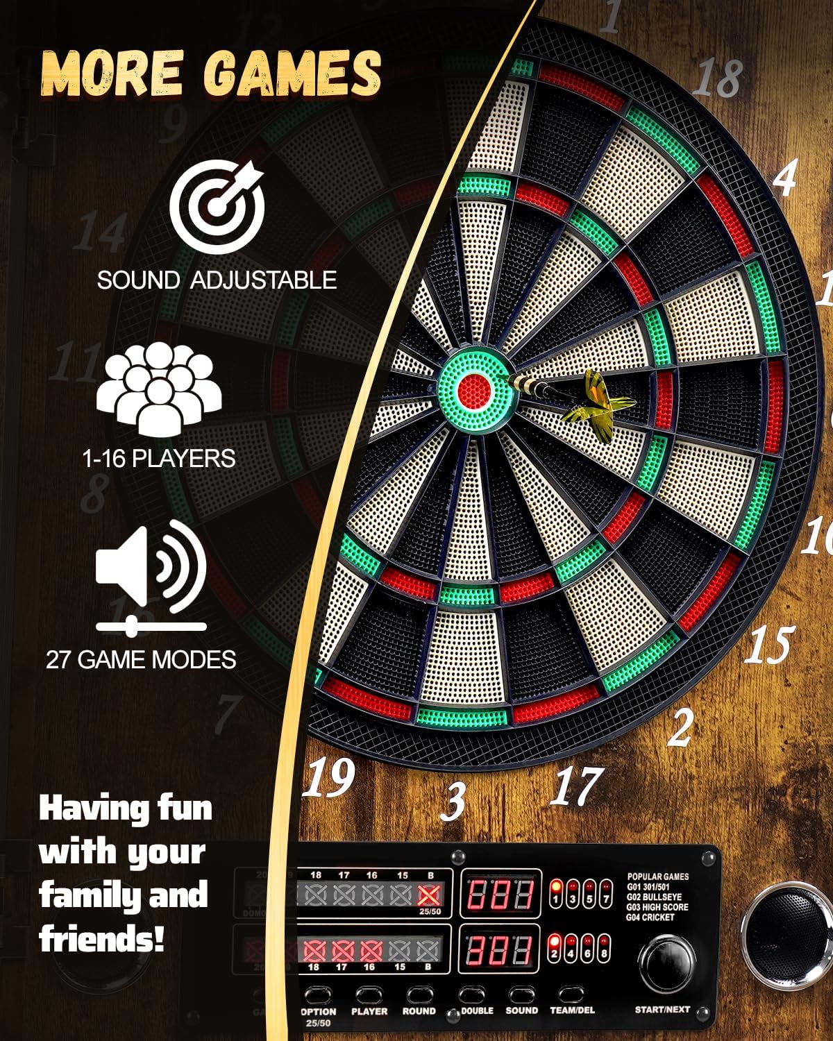 Soft Tip Dart Board Cabinet Set Vintage