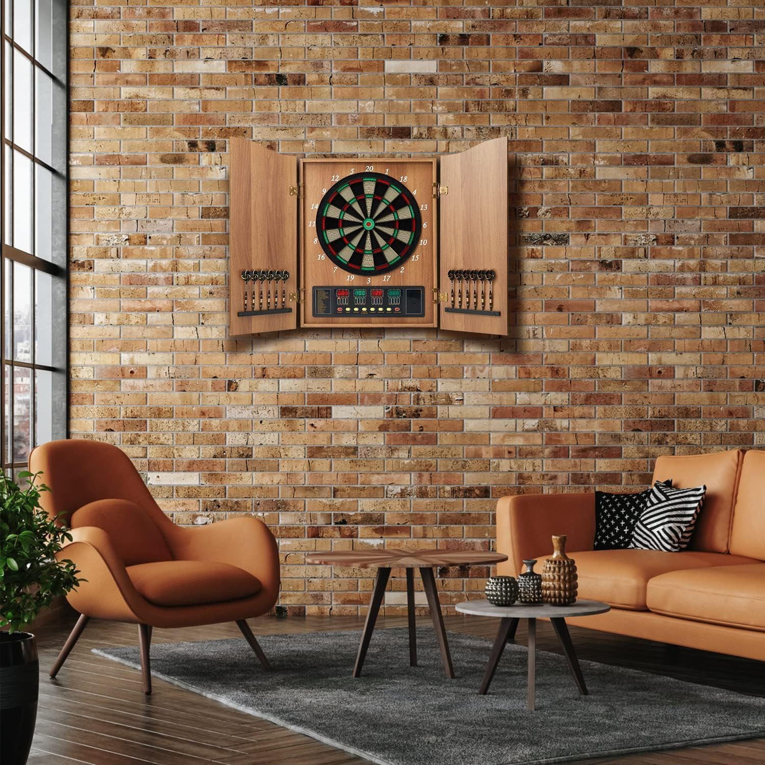 Soft Tip Dart Board Cabinet Set
