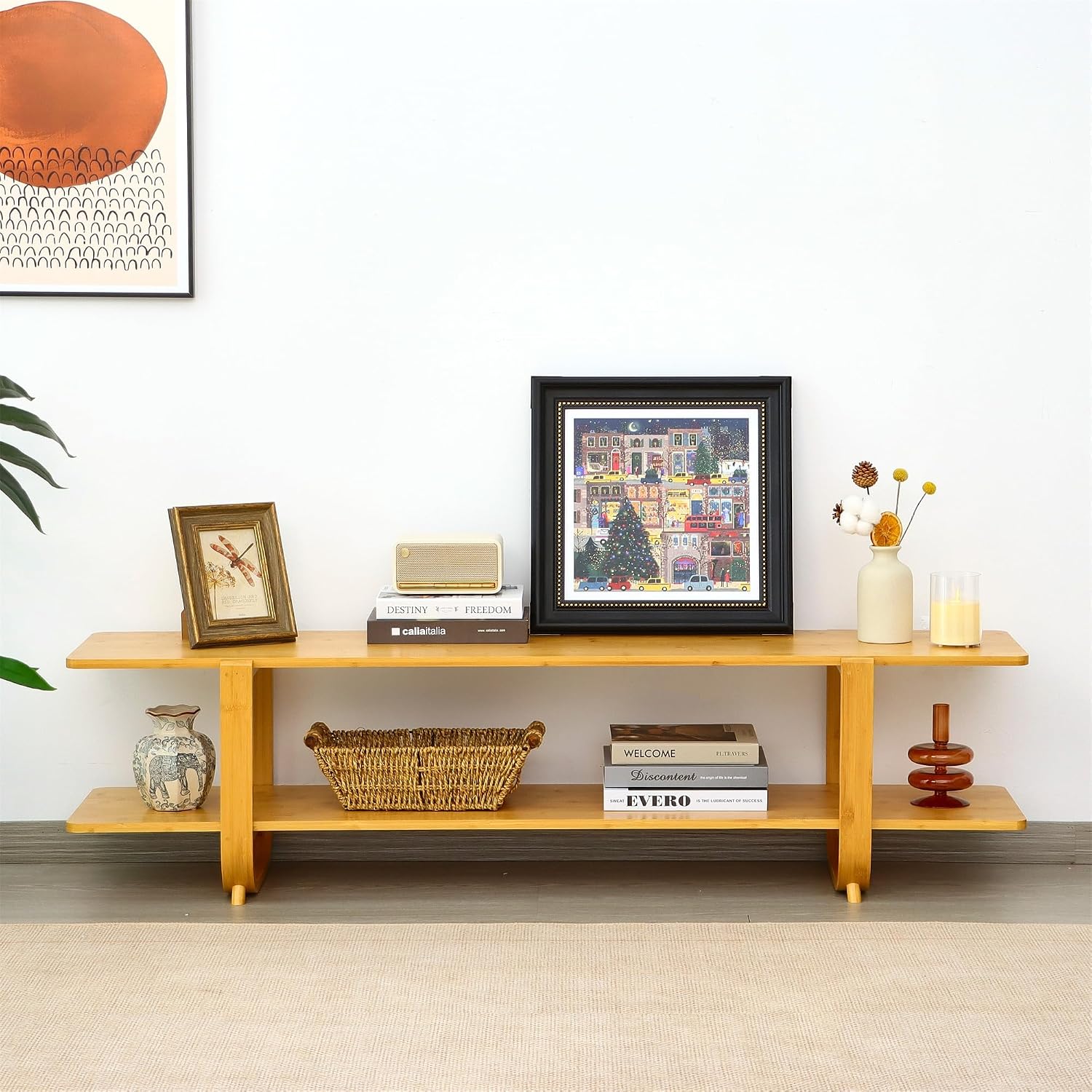 Bamboo TV Stand Burlywood