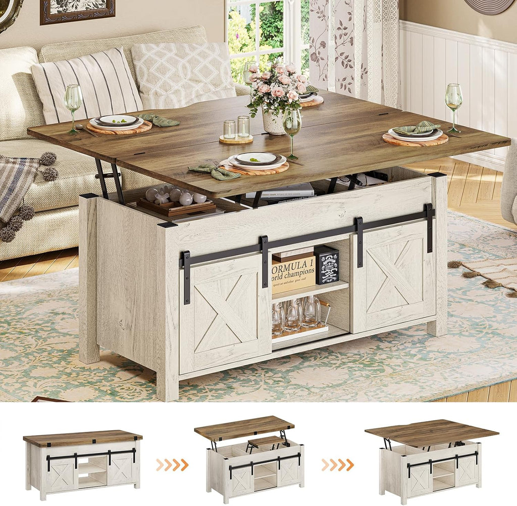 Farmhouse Lift Top Coffee Table Brown