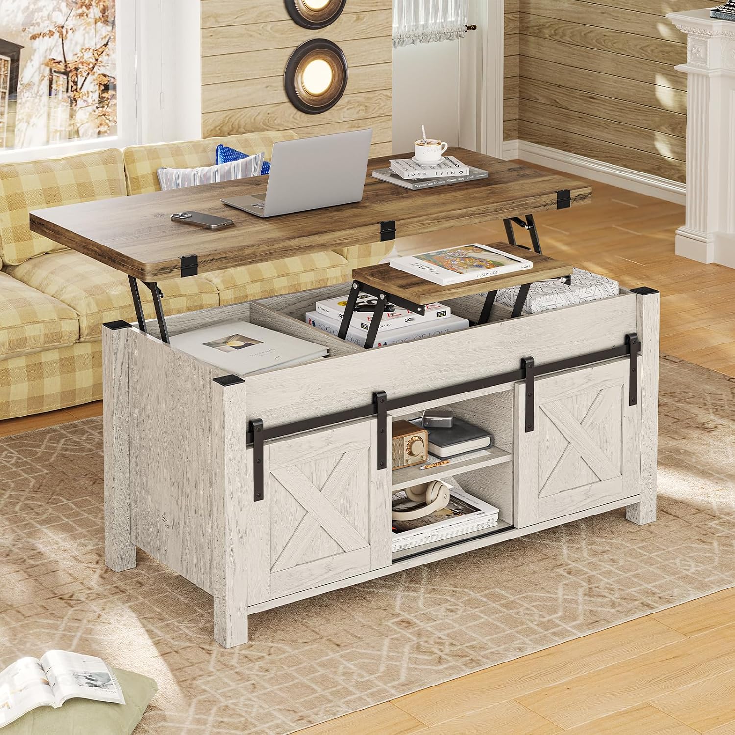 Farmhouse Lift Top Coffee Table Brown