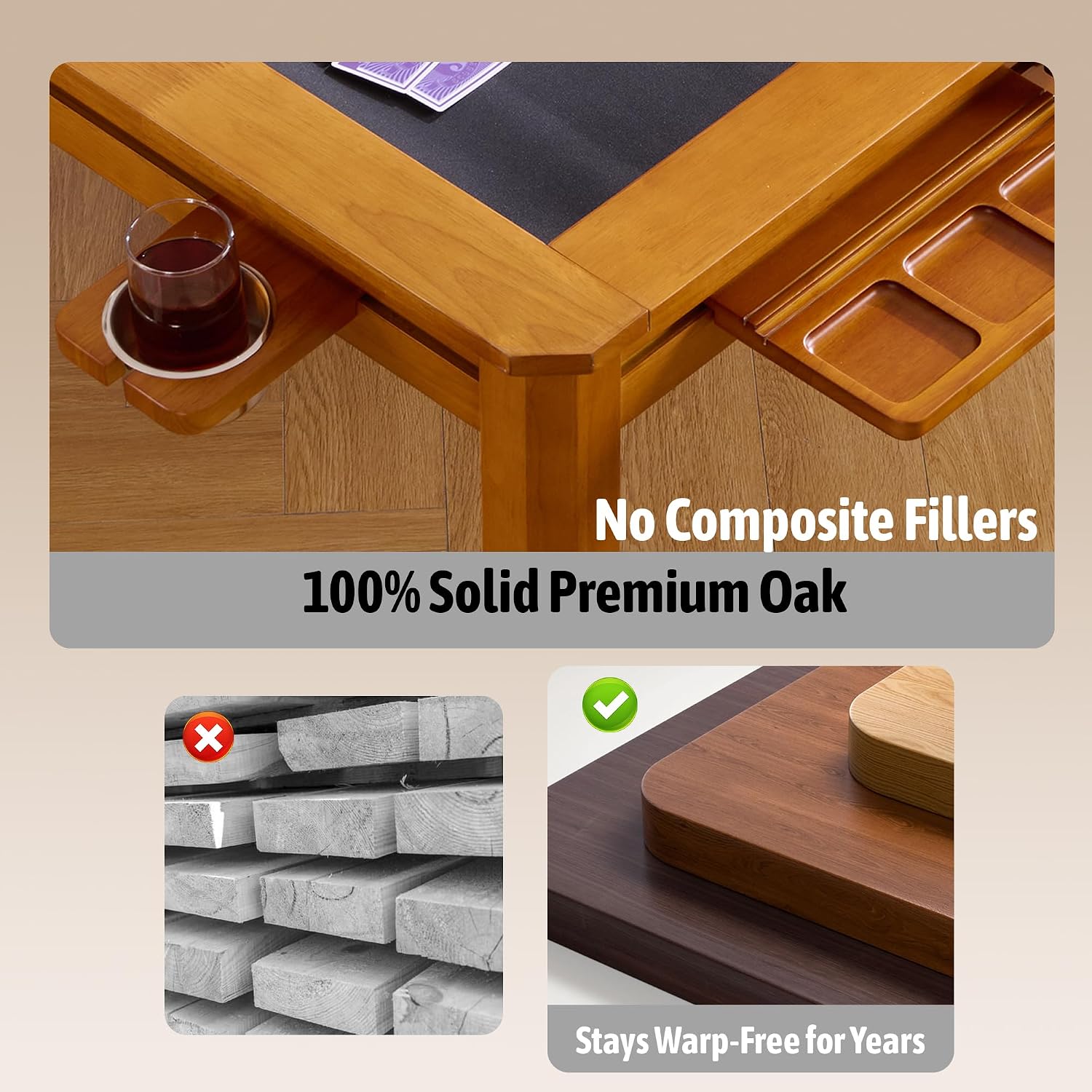 Solid Wood Board Game Coffee Table 48 Inch
