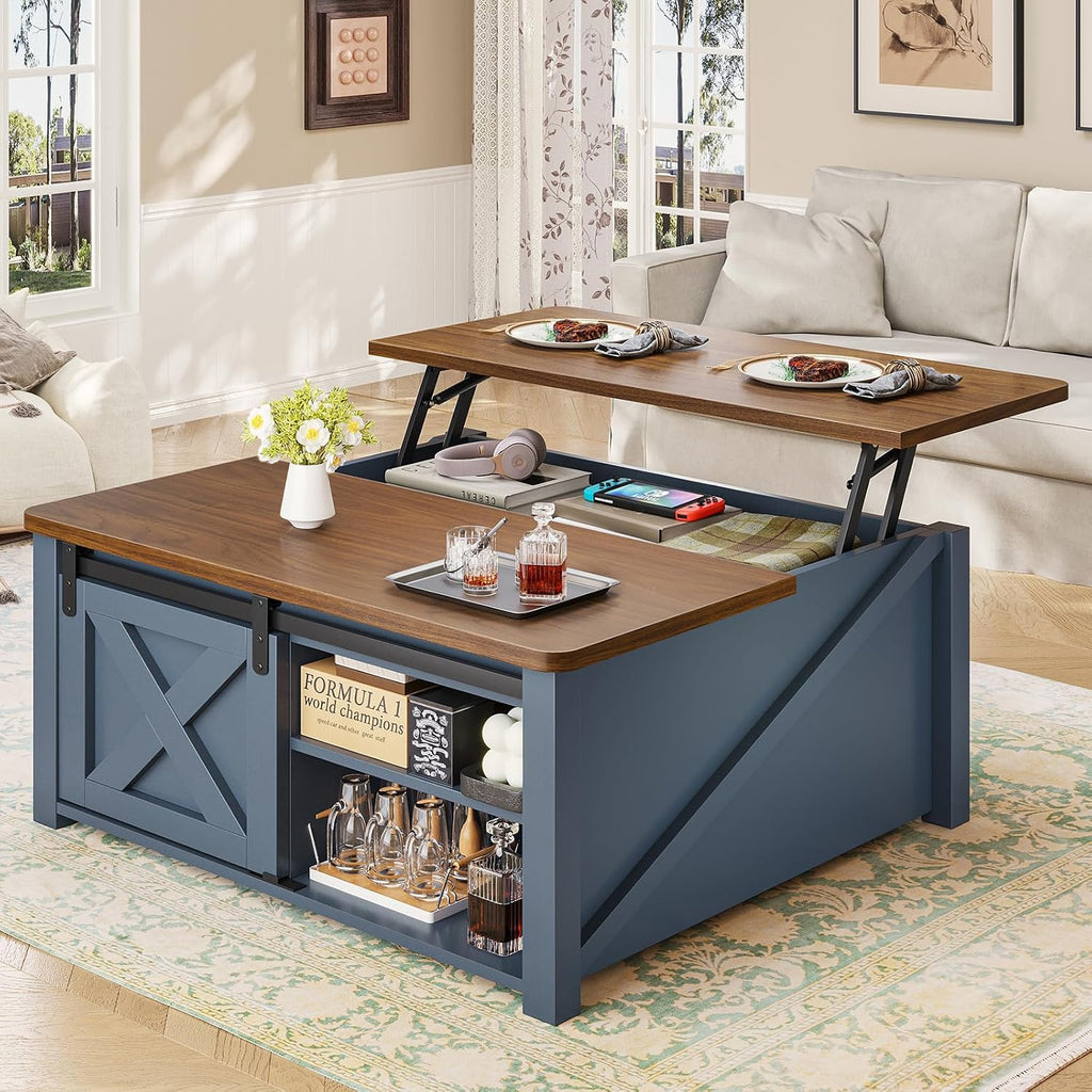 Square Lift Top Coffee Table Blue