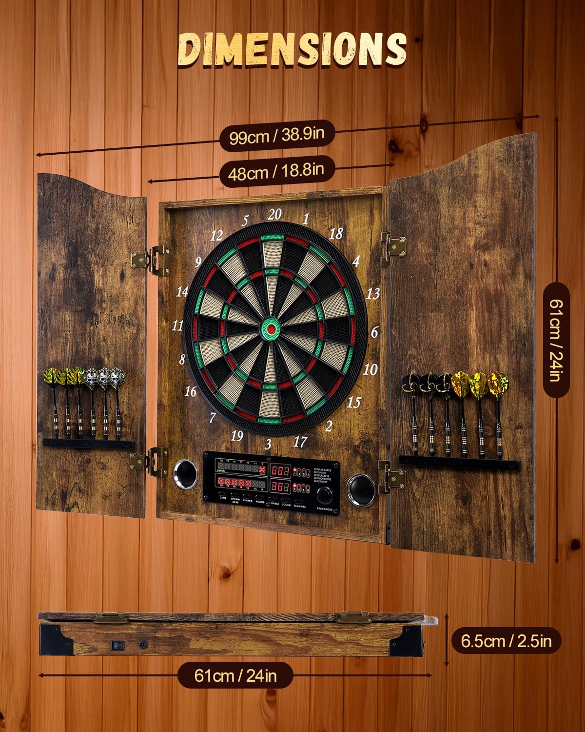 Soft Tip Dart Board Cabinet Set Vintage