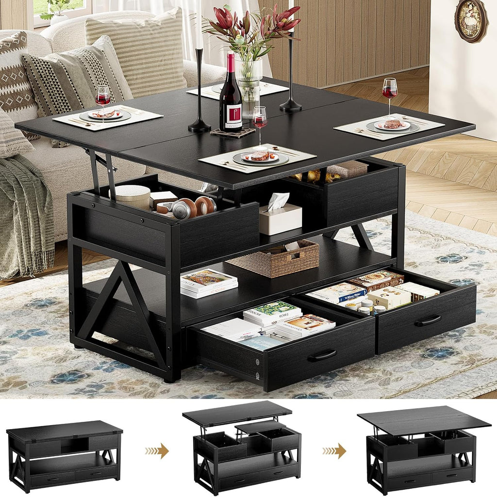 40 Inch Lift Top Coffee Table Black