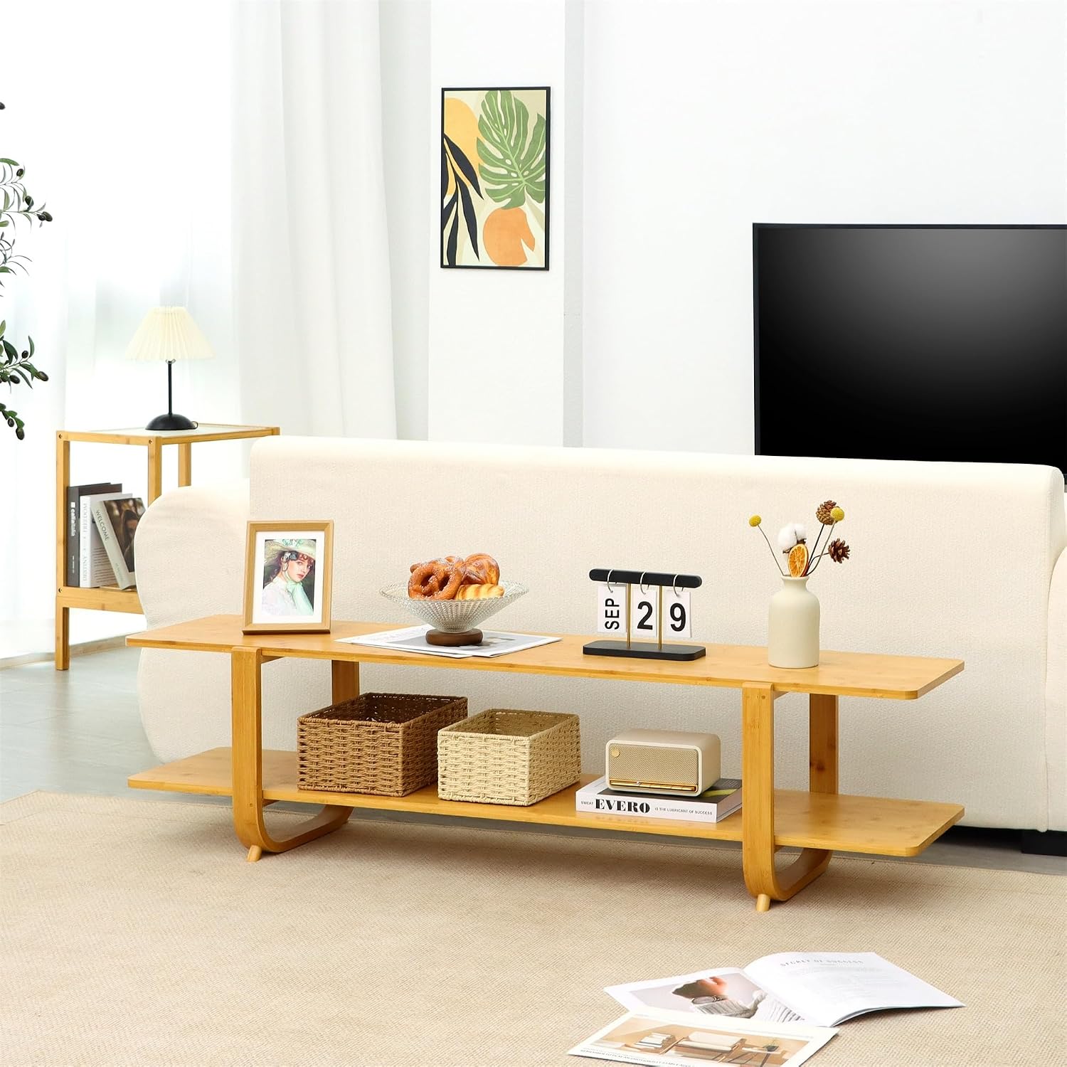 Bamboo TV Stand Burlywood