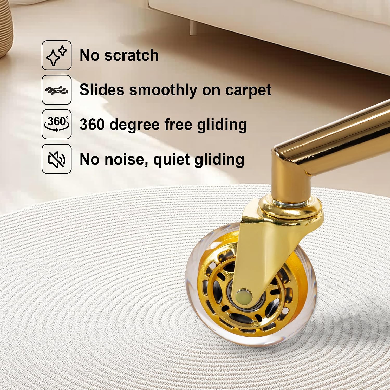 Metal Gaming Chair Base Replacement Set Gold