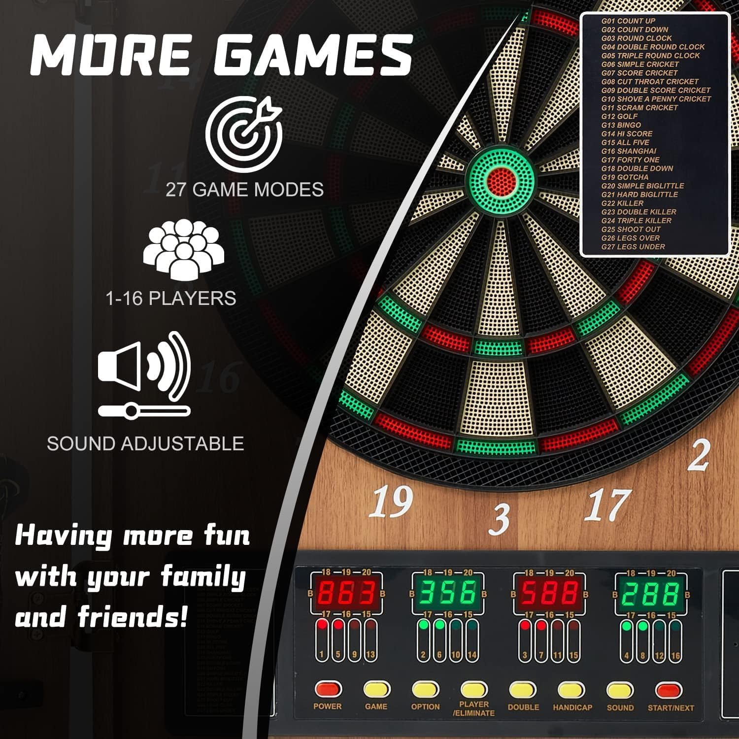 Soft Tip Dart Board Cabinet Set