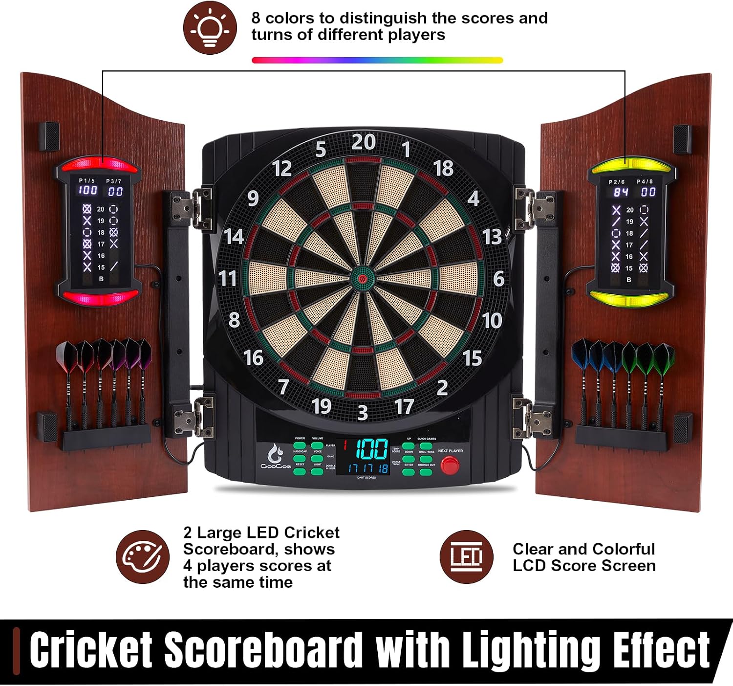 Soft Tip Dart Board Cabinet Set