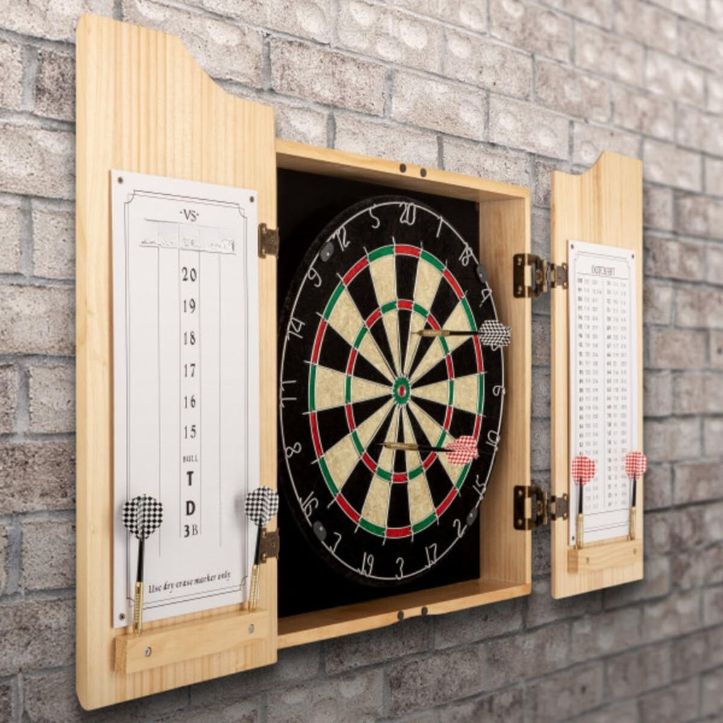 Pinewood Dart Board Cabinet Set